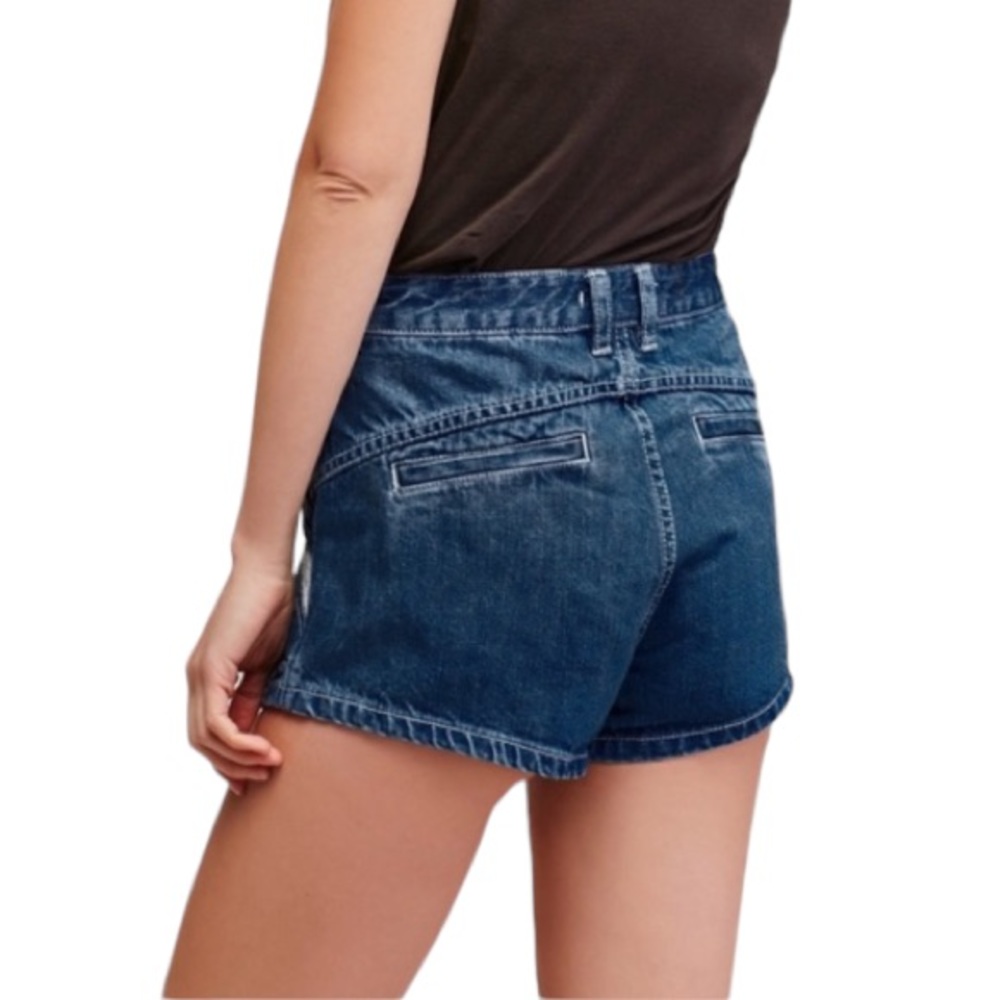 FREE PEOPLE Sweet Surrender High Rise Eyelet Banded Waist Denim Short Dark Denim - Picture 5 of 6
